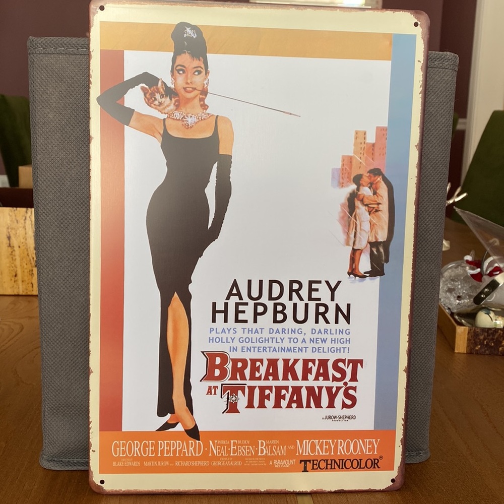 Audrey Hepburn Breakfast at Tiffany’s Movie Poster Metal Sign. New. LBD